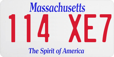 MA license plate 114XE7