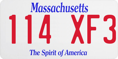 MA license plate 114XF3