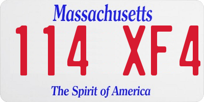 MA license plate 114XF4