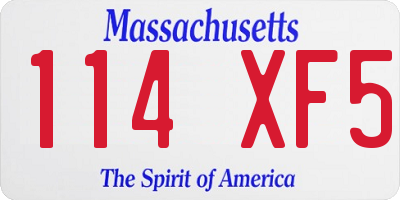 MA license plate 114XF5