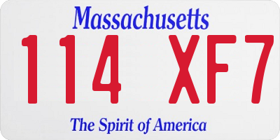 MA license plate 114XF7