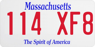 MA license plate 114XF8