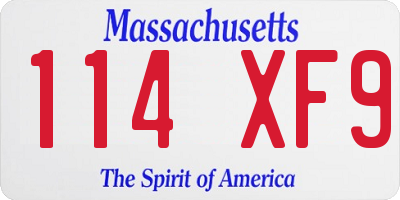 MA license plate 114XF9