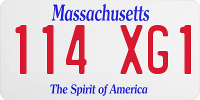MA license plate 114XG1
