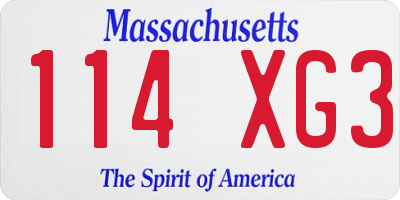 MA license plate 114XG3