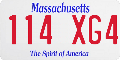 MA license plate 114XG4