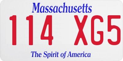 MA license plate 114XG5