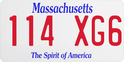 MA license plate 114XG6