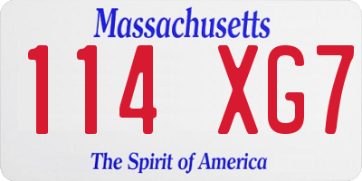 MA license plate 114XG7