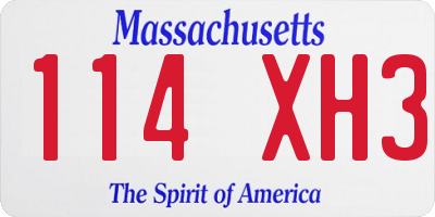 MA license plate 114XH3