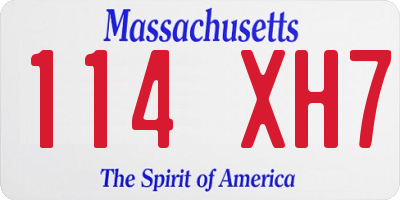 MA license plate 114XH7