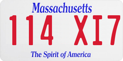 MA license plate 114XI7