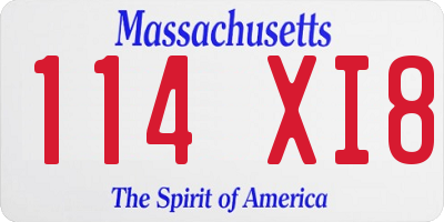 MA license plate 114XI8