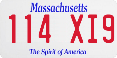 MA license plate 114XI9