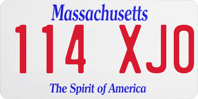 MA license plate 114XJ0