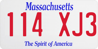 MA license plate 114XJ3