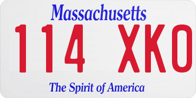 MA license plate 114XK0