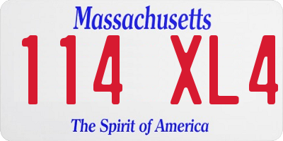 MA license plate 114XL4