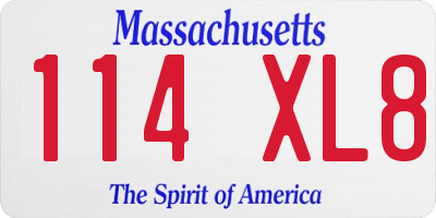 MA license plate 114XL8