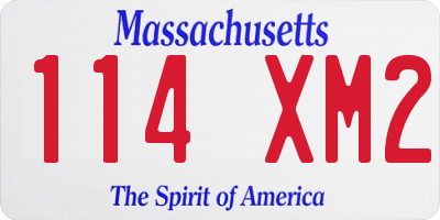 MA license plate 114XM2