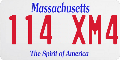 MA license plate 114XM4