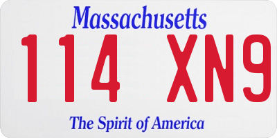 MA license plate 114XN9