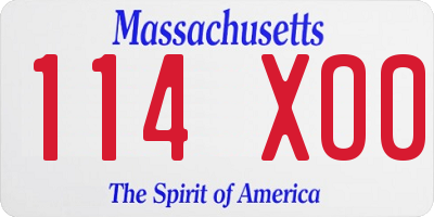 MA license plate 114XO0