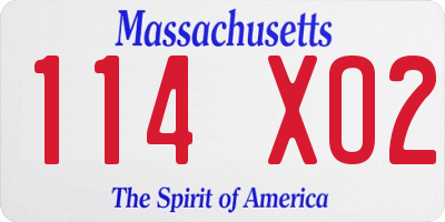MA license plate 114XO2
