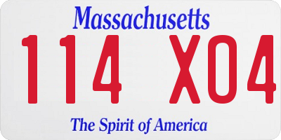 MA license plate 114XO4