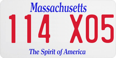 MA license plate 114XO5