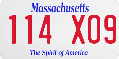 MA license plate 114XO9