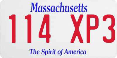 MA license plate 114XP3