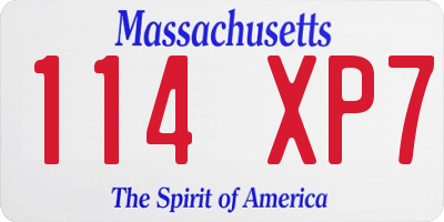 MA license plate 114XP7