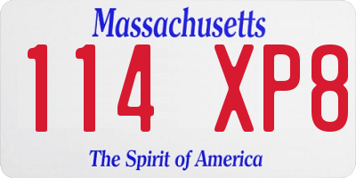 MA license plate 114XP8