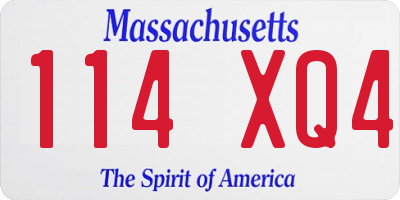 MA license plate 114XQ4