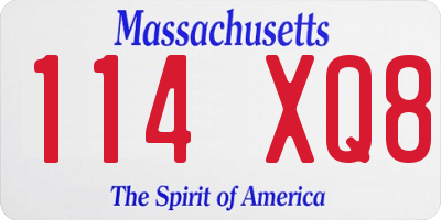 MA license plate 114XQ8