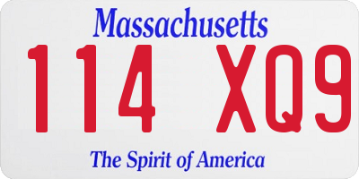 MA license plate 114XQ9