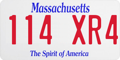 MA license plate 114XR4