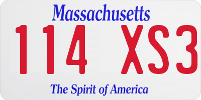 MA license plate 114XS3