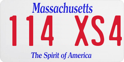 MA license plate 114XS4