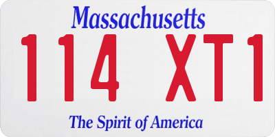 MA license plate 114XT1