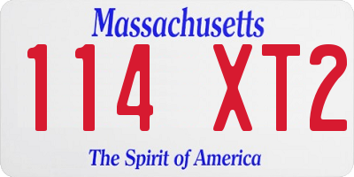 MA license plate 114XT2