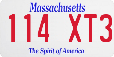 MA license plate 114XT3