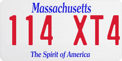 MA license plate 114XT4