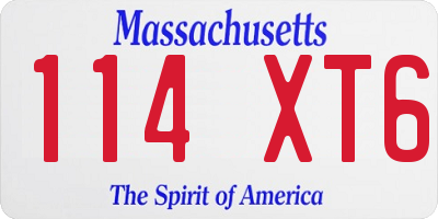 MA license plate 114XT6