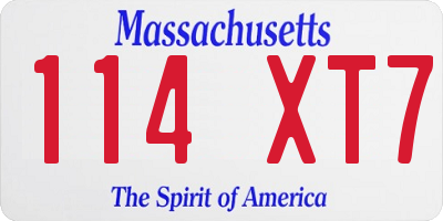 MA license plate 114XT7