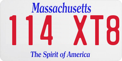MA license plate 114XT8