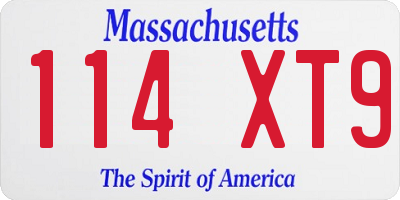 MA license plate 114XT9