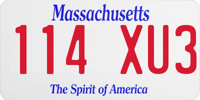 MA license plate 114XU3