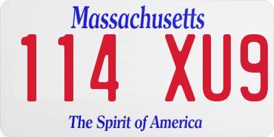 MA license plate 114XU9